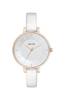 GOTO 簡約玫瑰金殼白面 防刮鏡面 皮帶女錶 GL1040L-42-241 原廠公司貨 保固一年 /35mm