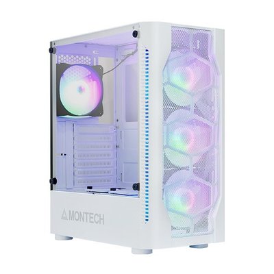 【S03 筑蒂資訊】蒙泰克 Montech 君主 X1 電腦機殼 側透 內含4顆RGB固定光風扇 白色