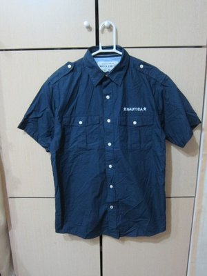 衣市藍~NAUTICA 短袖襯衫 (S~深藍~) (220801)