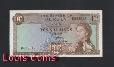 【Louis Coins】B340-JERSEY-1963澤西紙幣,10 Shillings