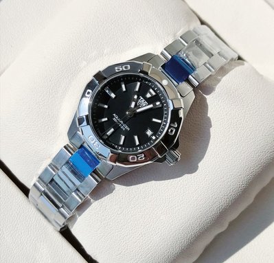 TAG HEUER Aquaracer 黑色面錶盤 銀色不鏽鋼錶帶 石英 女士手錶 WBD1410.BA0741 豪雅 競潜 300M