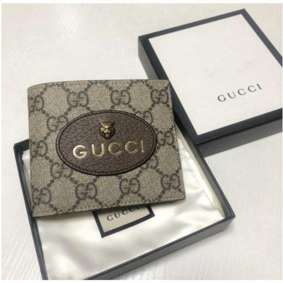 GUCCI Neo Vintage GG Supreme 帆布 皮夾 短夾 錢包