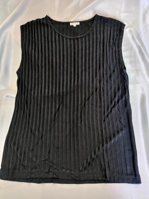[99go] 舒服的 純真絲 灰黑色 條紋 無袖背心 L號 100% pure silk 男女可穿
