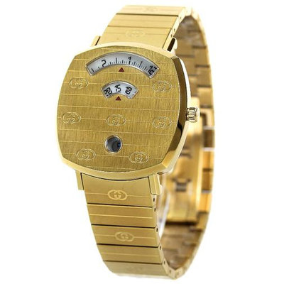 GUCCI  古馳 YA157403 手錶 35mm 金色面盤 藍寶石鏡面 鍍金錶帶 女錶 男錶