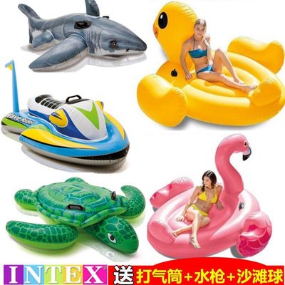 INTEX水上充氣坐騎 兒童游泳圈成人浮床海龜獨角獸動物騎沖浪玩具【特惠優品雜貨店】