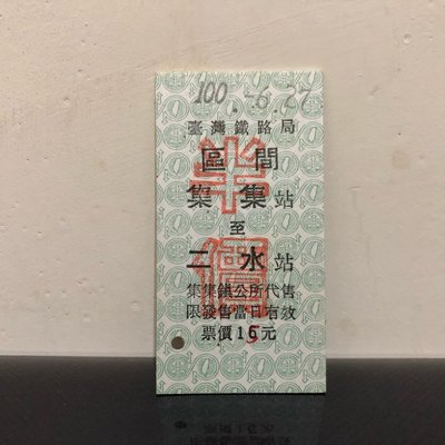 珍藏【臺鐵車票】區間 集集-二水半價 名片式車票/硬票