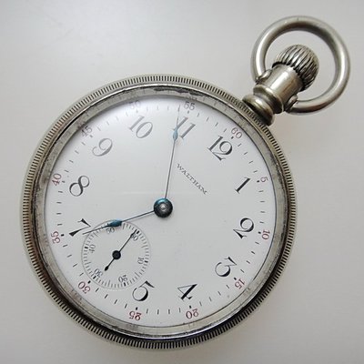 【timekeeper】 1890年代美國製Waltham華爾頓麋鹿銀質七石18 SIZE大懷錶(免運)