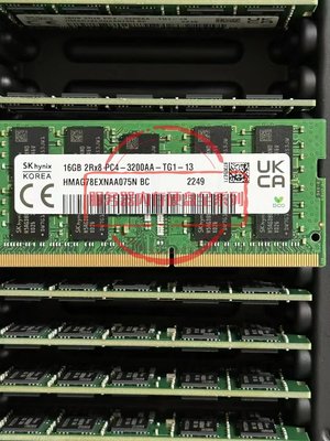 全新海力士 16G 2RX8 DDR4 3200AA ECC SODIMM 工作者筆記本記憶體