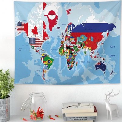 國旗版世界地圖掛布 背景布 掛毯