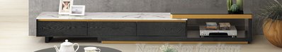 【N D Furniture】台南在地家具-奢華風格電鍍金腳MDF實木皮石面6尺伸縮長櫃/伸縮電視櫃YH