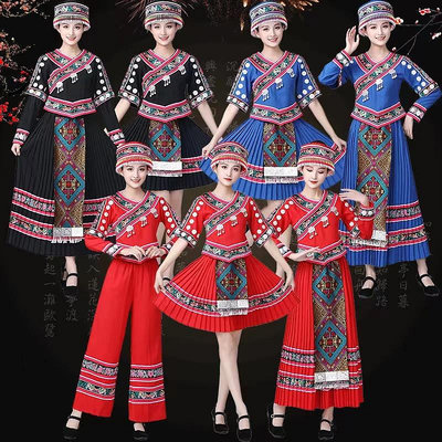 廣西壯族三月三演出服裝表演服飾少數民族服裝女成人苗族舞蹈服裝