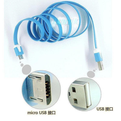Micro USB 1米線 彩色 十色 麵條 數據線 充電線 批發小米htc三星N7100(Gala