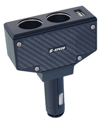 樂樂小舖-G-SPEED CARBON 直插式二孔插座+USB車充 [PR-41] 插式 90度可調