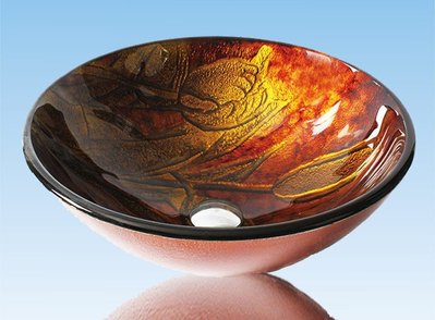 FUO衛浴:42公分 彩繪工藝 藝術強化玻璃碗公盆 (WY15028)預訂!