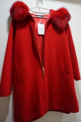 義大利進口紅色發財羊毛大衣外套~義大利製