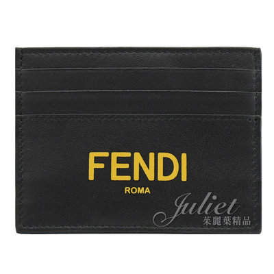 【茱麗葉精品】全新精品 FENDI 專櫃商品 7M0164 經典燙印LOGO牛皮信用卡名片夾.黑 現貨