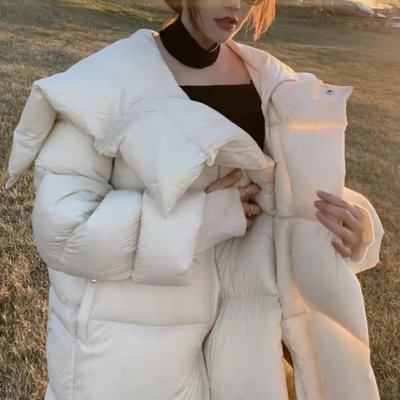 促銷打折 棉襖 外套 冬季新款網紅甜美輕便高端面包長款加厚大被子白色羽絨服女