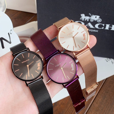 現貨COACH PERRY系列 36mm 米蘭編織網帶 石英手錶 女錶 腕錶 美國代購100%正品明星同款熱銷