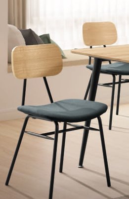 【N D Furniture】台南在地家具-工業風噴漆腳架彎背板灰布墊餐椅TH
