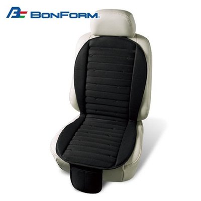 車資樂㊣汽車用品【B5472-08BK】日本BONFORM USB 5V涼夏強力送風 調整帶+止滑棒固定式舒適L型座墊