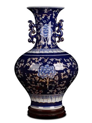 熱銷 陶瓷 青花瓷官窯復古 落地裝飾大花瓶客廳中式家居擺件飾品