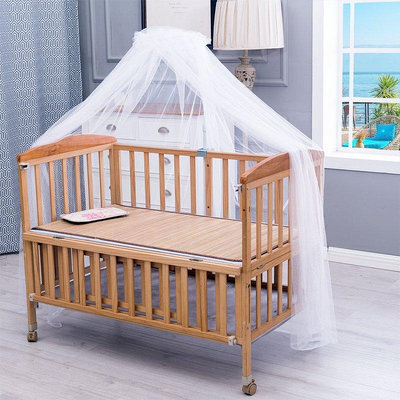 【現貨精選】嬰兒床蚊帳帶支架通用開門式兒童床蒙古包全罩式寶寶BB床搖籃蚊帳