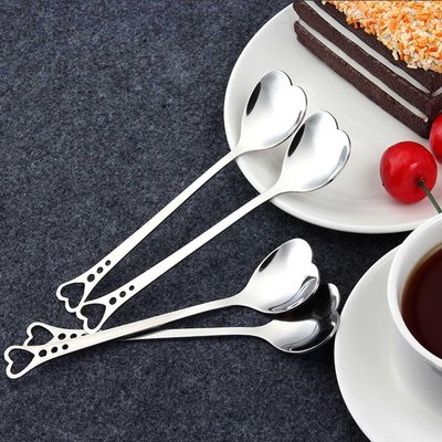 食品級不銹鋼愛心湯匙餐具 心形咖啡勺 創意攪拌棒 冰淇淋點心甜點布丁湯匙