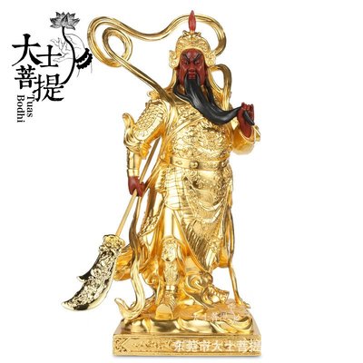 臺灣純銅鎏金伽藍韋陀菩薩佛像財神關公韋馱佛像左右護法擺件