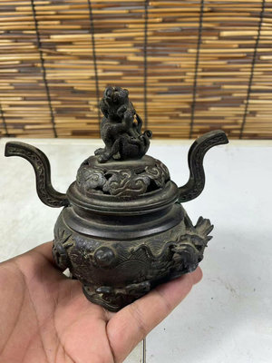 日本回流銅制擺件茶道具熏香爐盤龍香爐造型獨特有