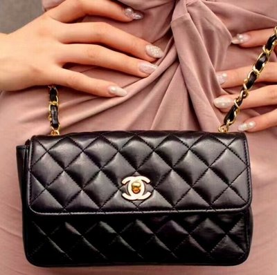 Chanel mini coco 黑色羊皮經典款vintage包
