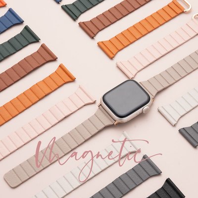 《FOS》日本 Apple Watch Series 8 7 6 5 4 SE 磁吸式 錶帶 合成皮革 手錶 新款 必買