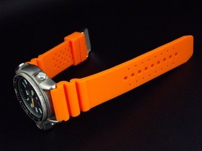 橘色20mm潛水風格蛇腹式超透氣矽膠錶帶,替代SEIKO,CITIZEN.alba...各式原廠橡膠製錶帶