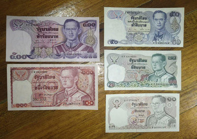【二手】 非流通  老版泰國5張  品相見圖986 錢幣 紙幣 硬幣【經典錢幣】