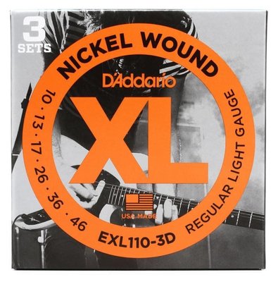 【老羊樂器店】開發票 Daddario 電吉他弦 EXL110-3D (10-46) 防潮包裝 一組3套 公司貨