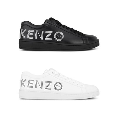 [全新真品代購-SALE!] KENZO LOGO 皮革 休閒鞋 / 運動鞋 (黑 / 白)