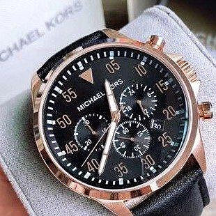 歐美代購MK8535 MICHAEL KORS MK手錶 三眼計時 大錶盤手錶 皮格錶帶手錶 時尚腕錶