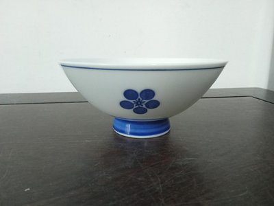 (日本食器)青花花卉紋瓷碗/飯茶碗一只(A1583)