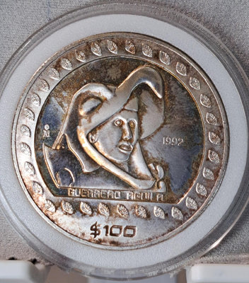 【二手】 墨西哥 1992年 100比索 鷹洋銀幣，前哥侖布時代的阿茲777 外國錢幣 硬幣 錢幣【奇摩收藏】
