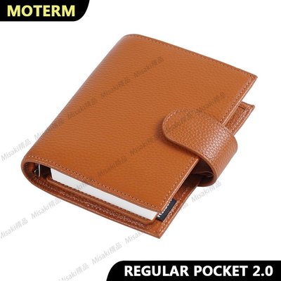 熱賣 Moterm Regular Pocket A7 2.0版本活頁手帳荔枝紋頭層牛皮記事本-