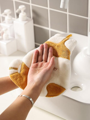 【善一居】貓咪擦手巾珊瑚絨抹手巾掛式吸水可愛兒童小毛巾廚房擦手布
