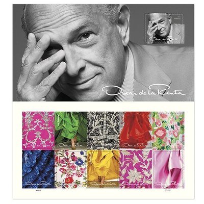 2017年美國設計師Oscar de la Renta自黏郵票版張
