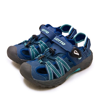 利卡夢鞋園–LOTTO 專業排水護趾磁扣運動涼鞋--水陸冒險2系列--藍灰--3266--女