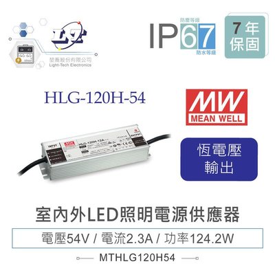 『聯騰．堃喬』MW明緯 54V/2.3A HLG-120H-54 LED室內外照明專用 恆流恆壓 電源變壓器 IP67