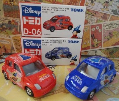絕版 Tomica 藍標 迪士尼  D-06 及 D-06R 米奇 魔法師 will 合金車