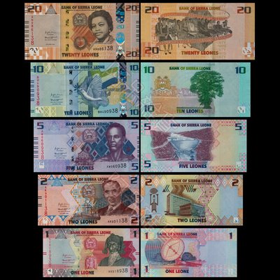 現貨實拍 2022年 獅子山共和國 五張一套 非洲 衛星 獅子 紙幣 鈔票 外幣 外鈔 鈔 幣 紙鈔 具收藏價值商品