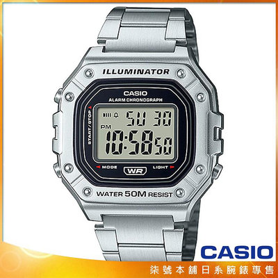 【柒號本舖】CASIO 卡西歐野戰電子鋼帶錶-黑 # W-218HD-1A (台灣公司貨)