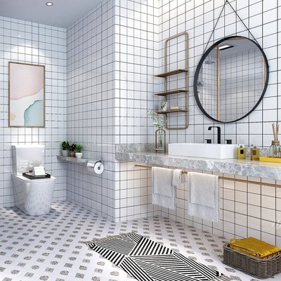 【熱賣精選】衛生間自粘墻紙PVC防水防潮浴室墻貼馬賽克貼紙壁紙廁所瓷磚裝飾