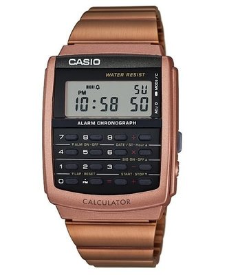 CASIO WATCH 卡西歐多功能數位雙時間碼錶鬧鐘計算機IP玫瑰金鋼帶腕錶 型號：CA-506C-5A【神梭鐘錶】