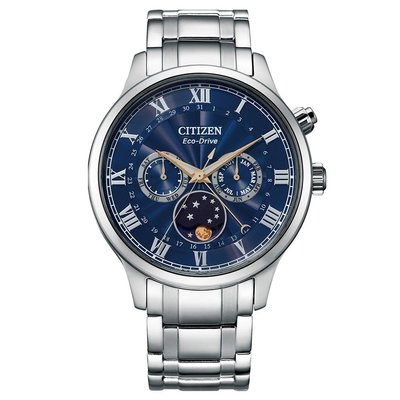 【金台鐘錶】CITIZEN 星辰手錶 月相 光動能 42mm (藍面) (藍寶石水晶鏡面) AP1050-81L