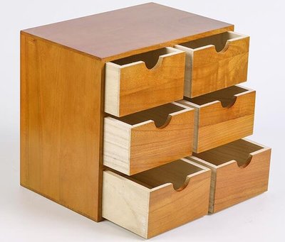 多功能六小抽整理盒 天然實木三層收納盒 桌面抽屜式收納盒 六抽屜整理盒 復古抽屜置物盒 多用途桌面收納盒 3104A